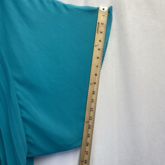 Daniel Rainn Pleated Sheer Batwing Sleeves Blouse Women Large Green Smocked Back - Picture 16 of 16